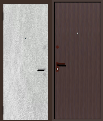 Дешевая входная дверь с наружной отделкой белой и внутренней отделкой коричневая винилискожа